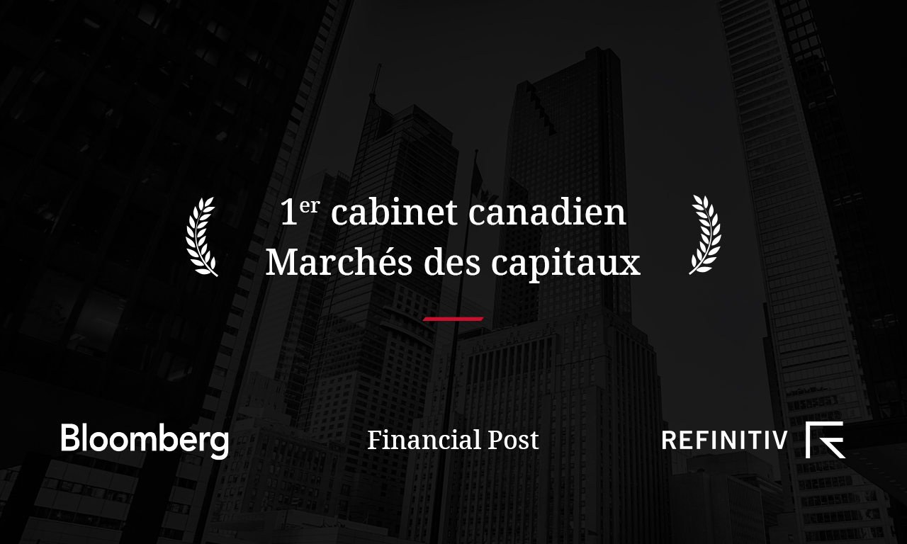 Blakes domine les classements sur les marchés des capitaux au Canada selon Bloomberg, Financial Post et Refinitiv