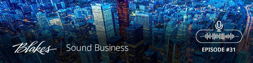 Blakes Sound Business Web Banner, featuring the text 'Sound Business' with a pile of file folders.