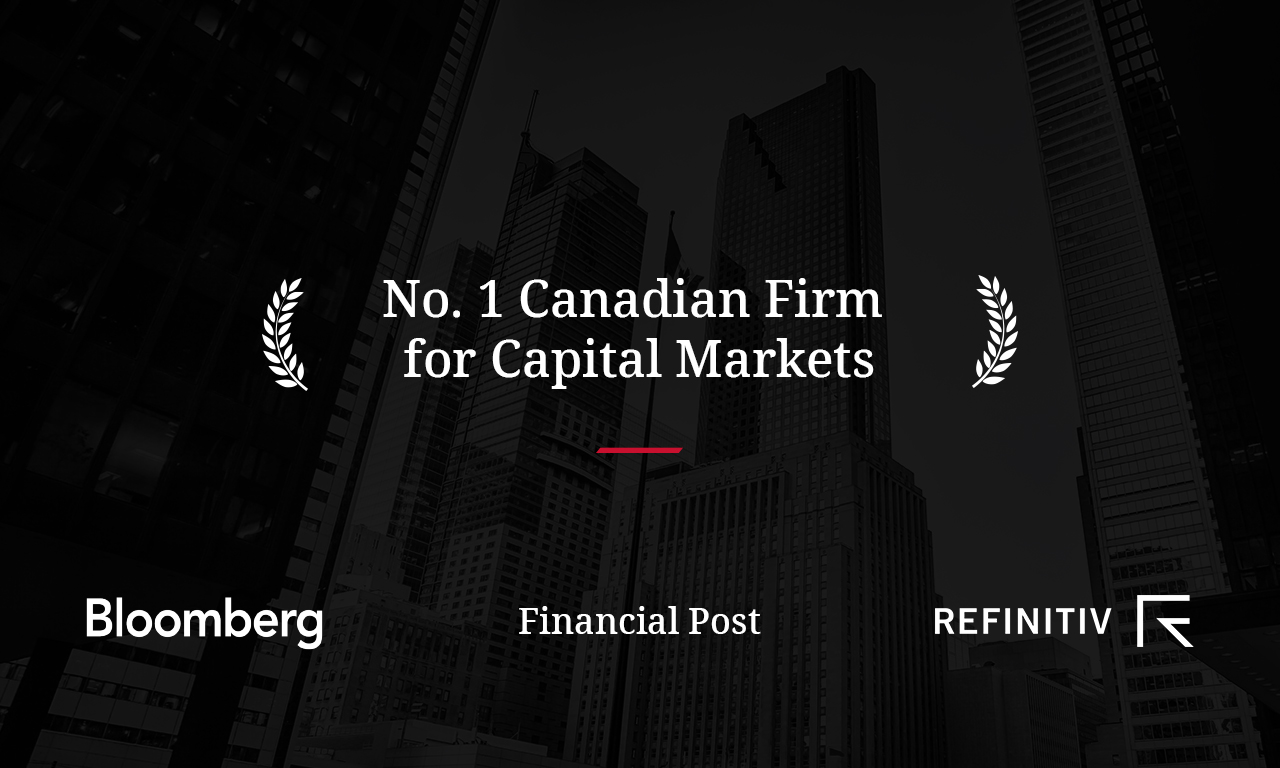 Blakes Tops Capital Markets in Canada: Bloomberg, Financial Post, Refinitiv