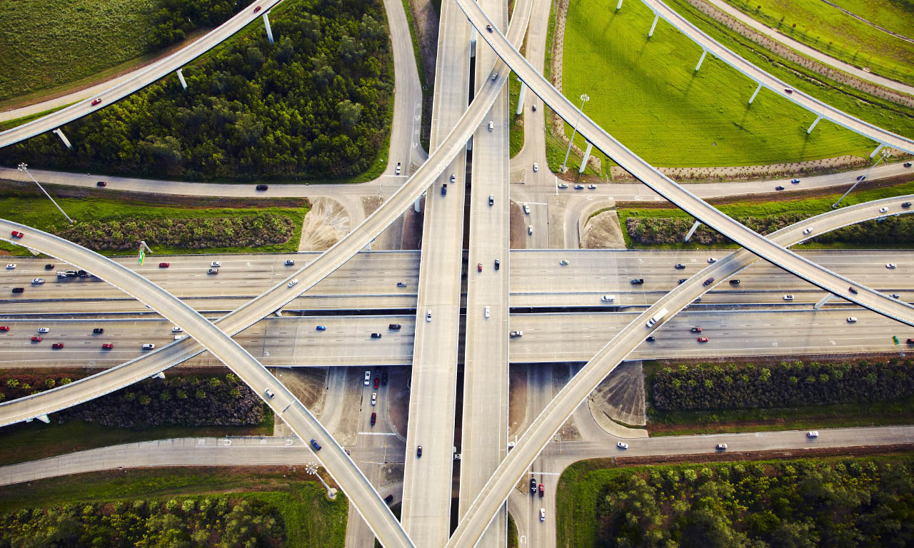 Highway crossing, a metaphor for mergers